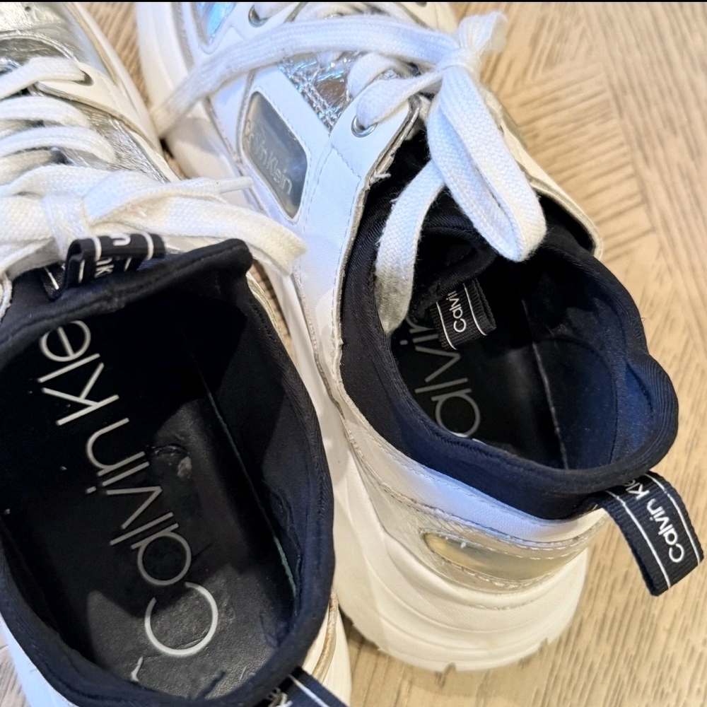 Calvin Klein Silver and White Sneakers - Picture 5 of 5